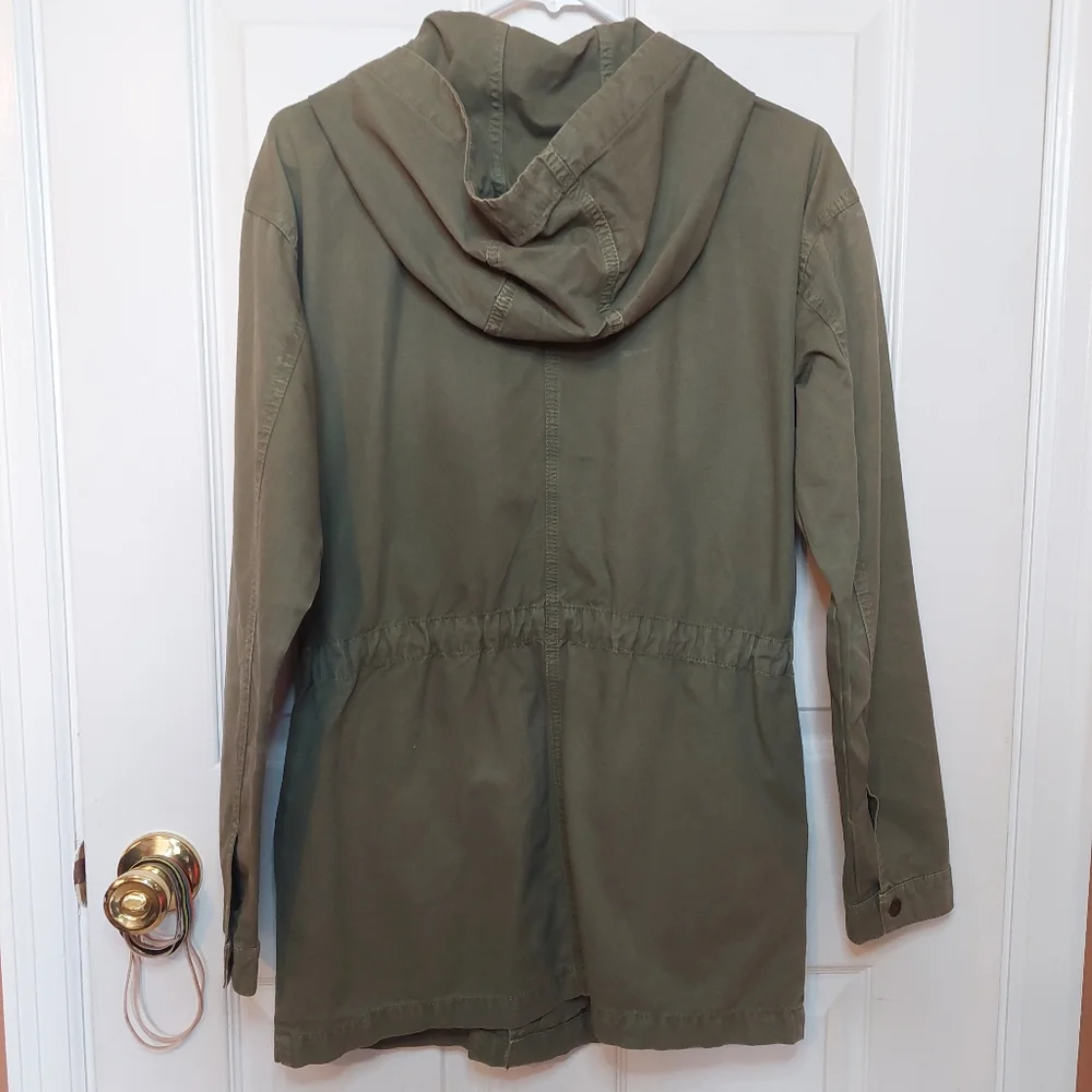 American Eagle Army Green Military Lightweight Parka Jacket Cinch Waist Size XS